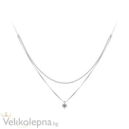 Чокър колие с медальон от масивно сребро 925 с диамант - Опиянение